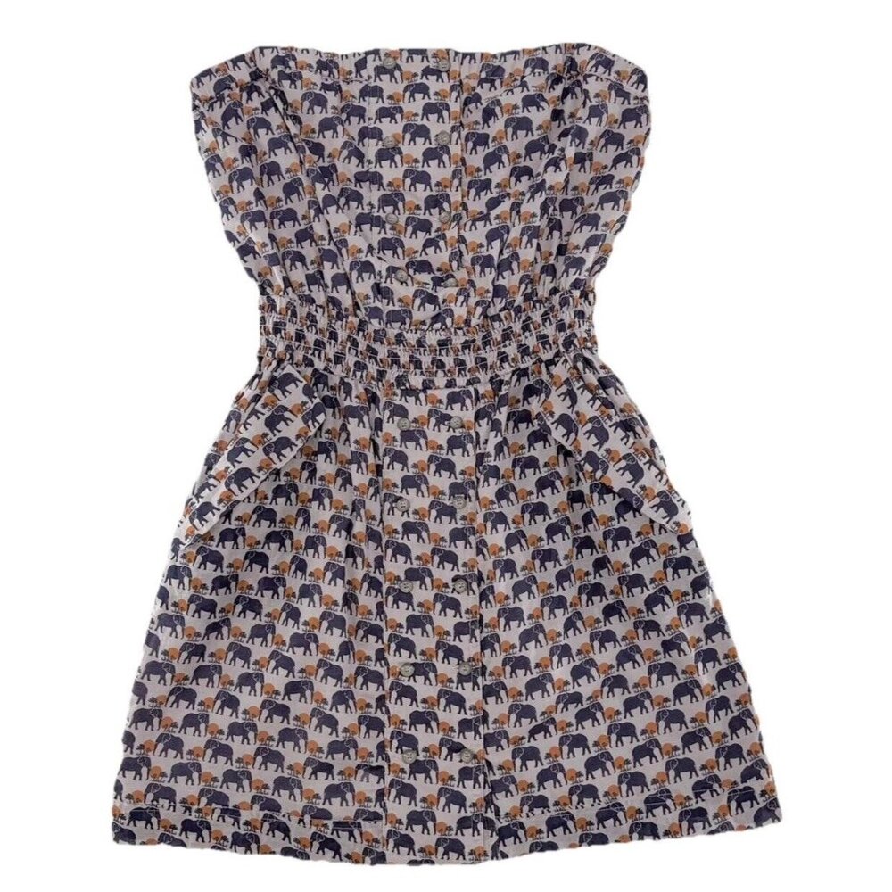 BCBGeneration Strapless Sundress Sz Sm Elephant Print, Pockets Boho, Preppy